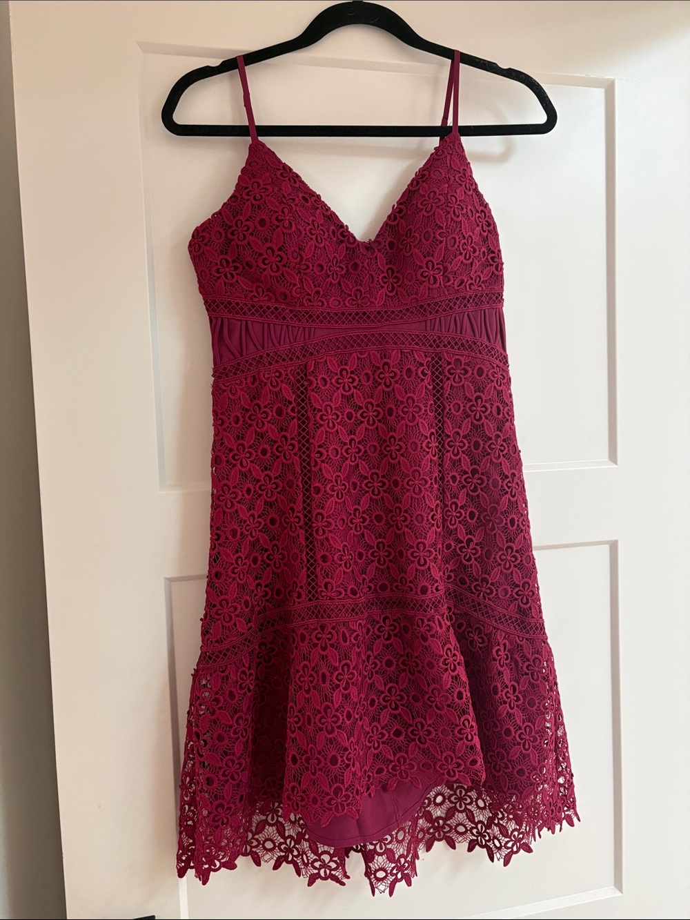 Guess Lace Crochet Spaghetti-Strap mini dress